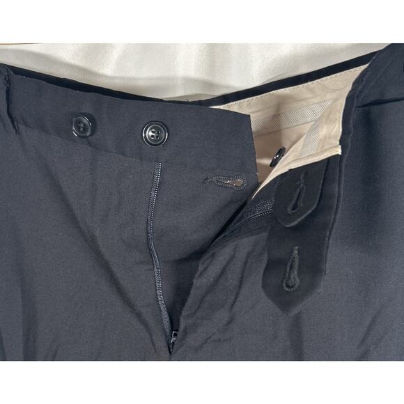 LANVIN FLAT FRONT WOOL TROUSERS DRESS PANTS SLACKS ITALY BLACK GRAY MEN'S 52 - Picture 3 of 4